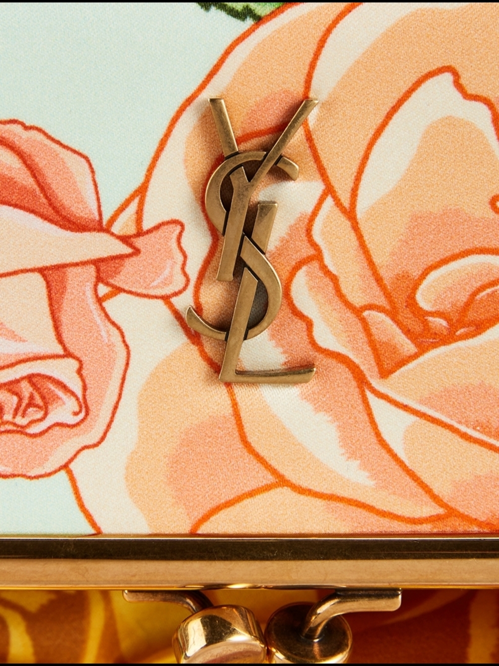 Yves Saint Laurent Floral Leather Shoulder Bag - Yellow, Pink, Green - Picture 4 of 5